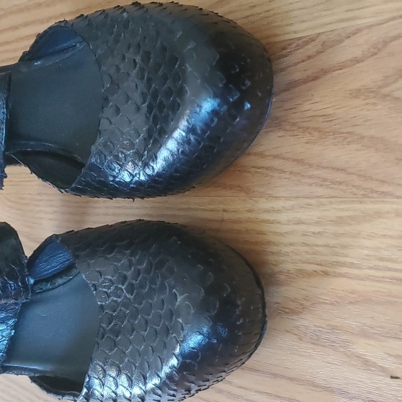 Loeffler Randall Black Leather Snakeskin Platform Heels Size 10 - Picture 3 of 9